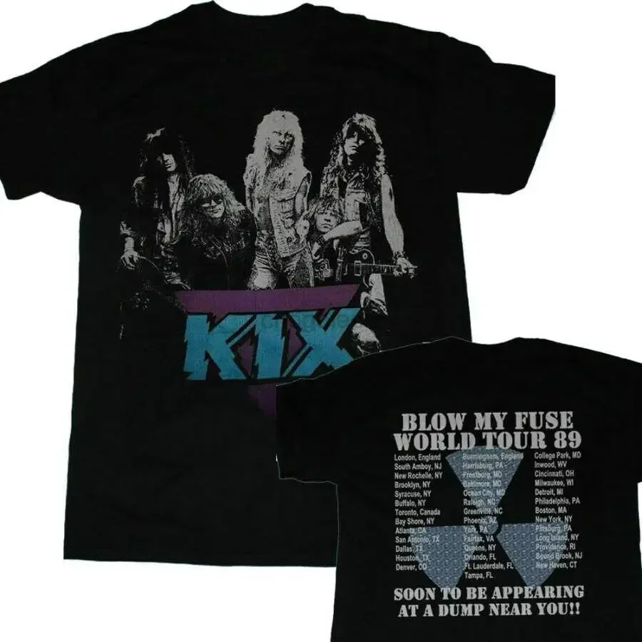 

Vintage Kix Blow My Fuse 1989 Shirt 2 Sides Classic Black Unisex S-234XL H404
