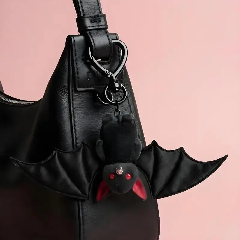 【IIOO】1pc Bat Plushie Hanger Keychain For Backpack Bag Handbag Purse Car Keys Decoration Gifts For Couples Men And Women
