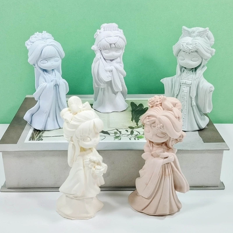 Princess Dolls Mold 3D Girl Silicone Mold for DIY Handmade Soap Plaster Ornament Cake Fondant Decoration Dropship