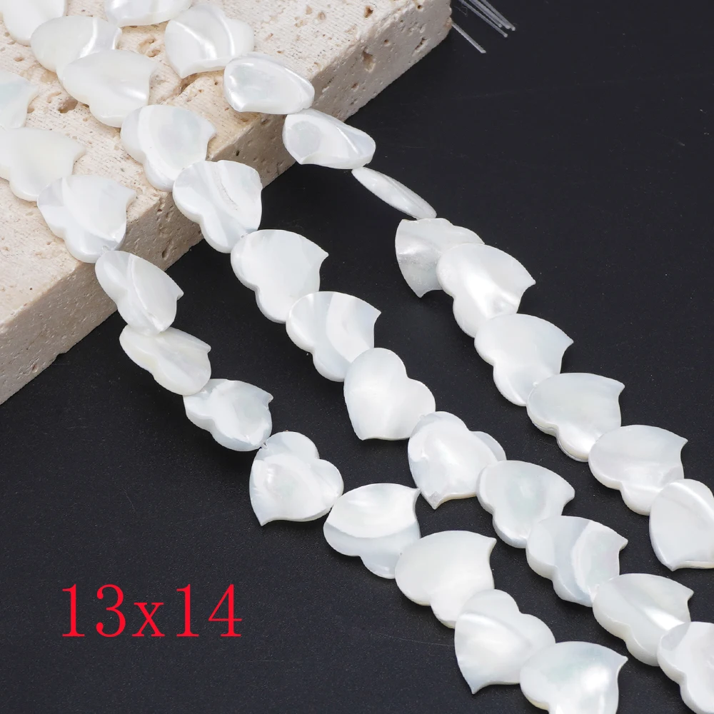 

13x14mm Heart Shaped Natural Shell Loose Beads Strand White Color Peach Shape Horizontal Drilling Beads For DIY Necklaces