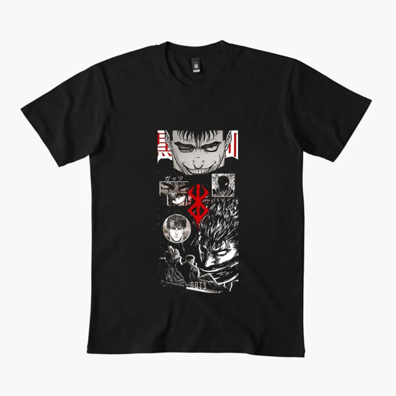 

0325 Guts Berserk Japanese Anime Gift t shirt 100% cotton print clothing Swordsman Manga Graphic Tee Y2K clothes Large size Tops