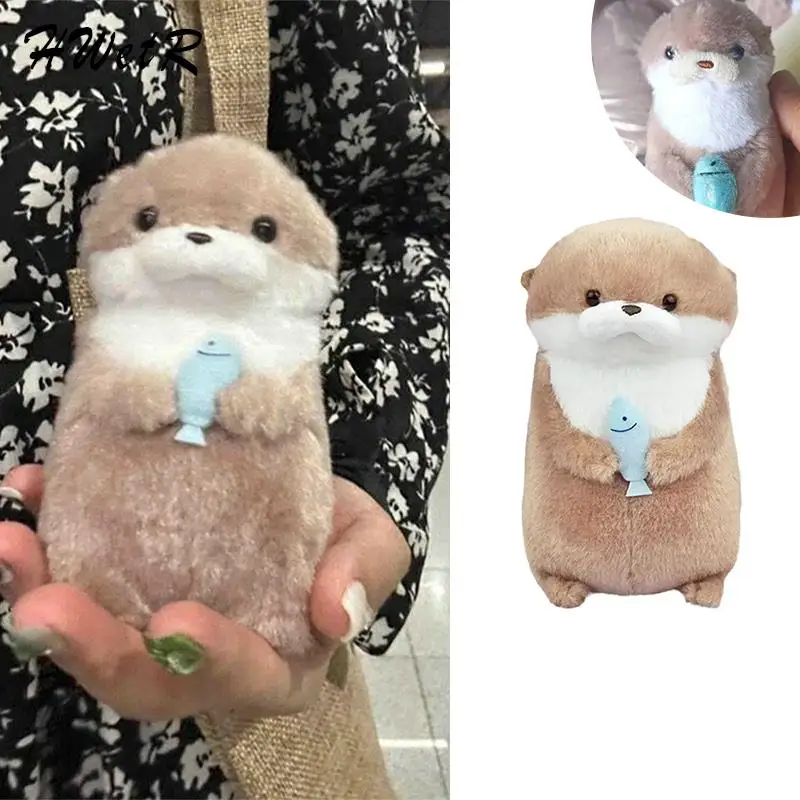 Fashion Otters Holding Fish Plush Keyrings Lovely Lightweight Hanging Pendant Props For School Bag Key Wallet Backpack Keychain