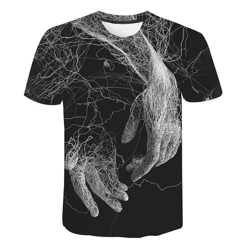 3D Printed Both Hands T-Shirt For Men Entangled Pattern Tees Summer Fashion Casual Streetwear Tops Short Sleeve O-Neck T Shirts