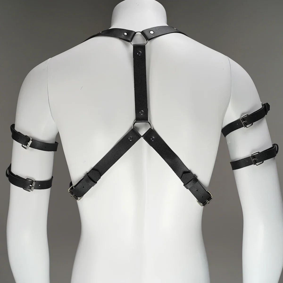 حزام خصر رجالي من الجلد مع زخرفة برشام وحزام كتف قابل للتعديل وحزام كتف هدية عيد الحب