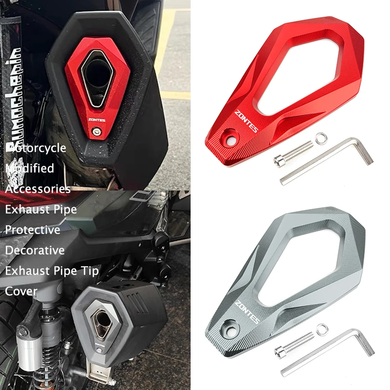 

New For Zontes 368G 368-G 368G Motorcycle Accessories CNC Exhaust Pipe Protective Decorative Exhaust Pipe Tip Cover Logo ZONTES