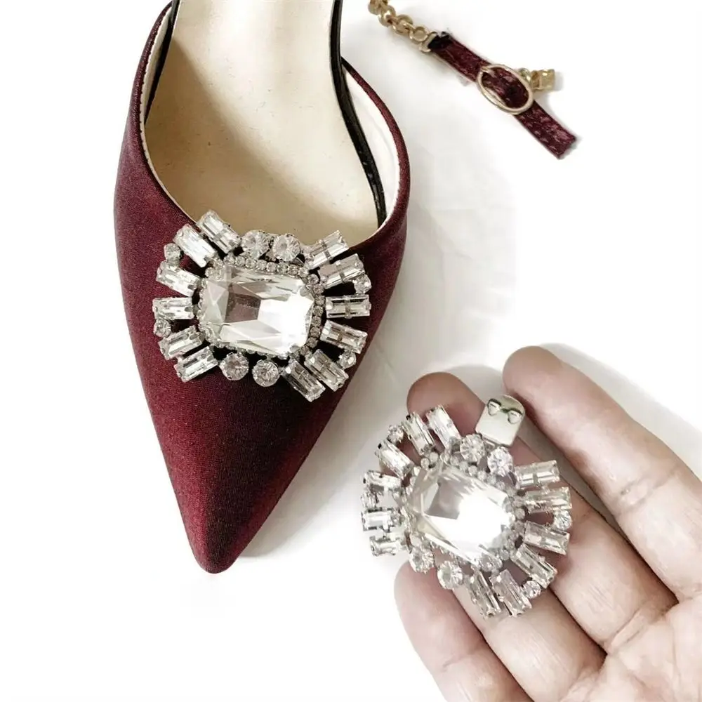 1PC Removable Lady Shoe Clips Wedding Bride Shoes Decoration Women High Heel Charms Jewelry Rhinestones Crystal Shoes Decoration image 2