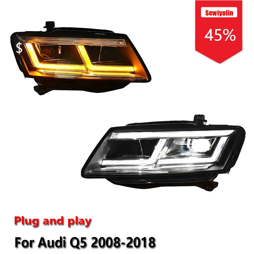 

Sewiyolin Car LED Headlight Automobile parts For Audi Q5 2008-2018 Fog DRL Brake Turn Signal Lamp Plug and Play