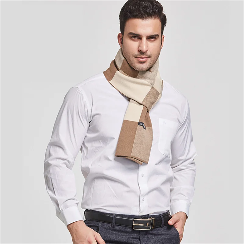 Luxury Brand Men Scarf Winter Warm Cashmere Scarves Fashion Men\'s Pashmina Shawl Business Bufandas Male Accessories