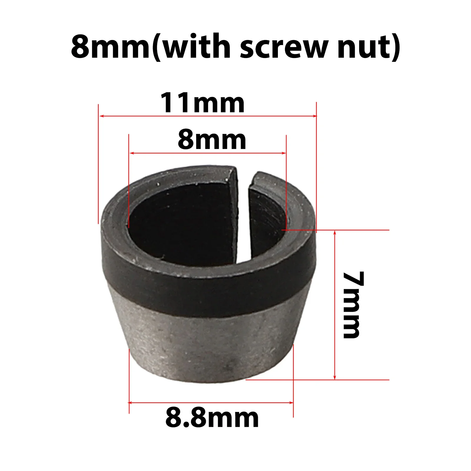 13mm×12mm×8mm/0.51in×0.47in×0.31in Collet Chuck Adapter With Nut 8mm/6.35mm/6mm Chuck Size Carbon Steel Hot Sale New Suitable