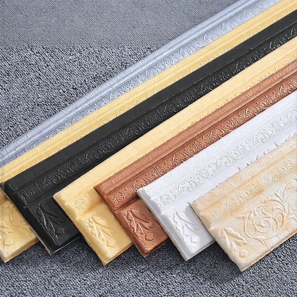 Waterproof Wall Molding Border Sticker Self Adhesive Flexible Foam Trim For Ceiling Skirting Edge Decorative Corner Home