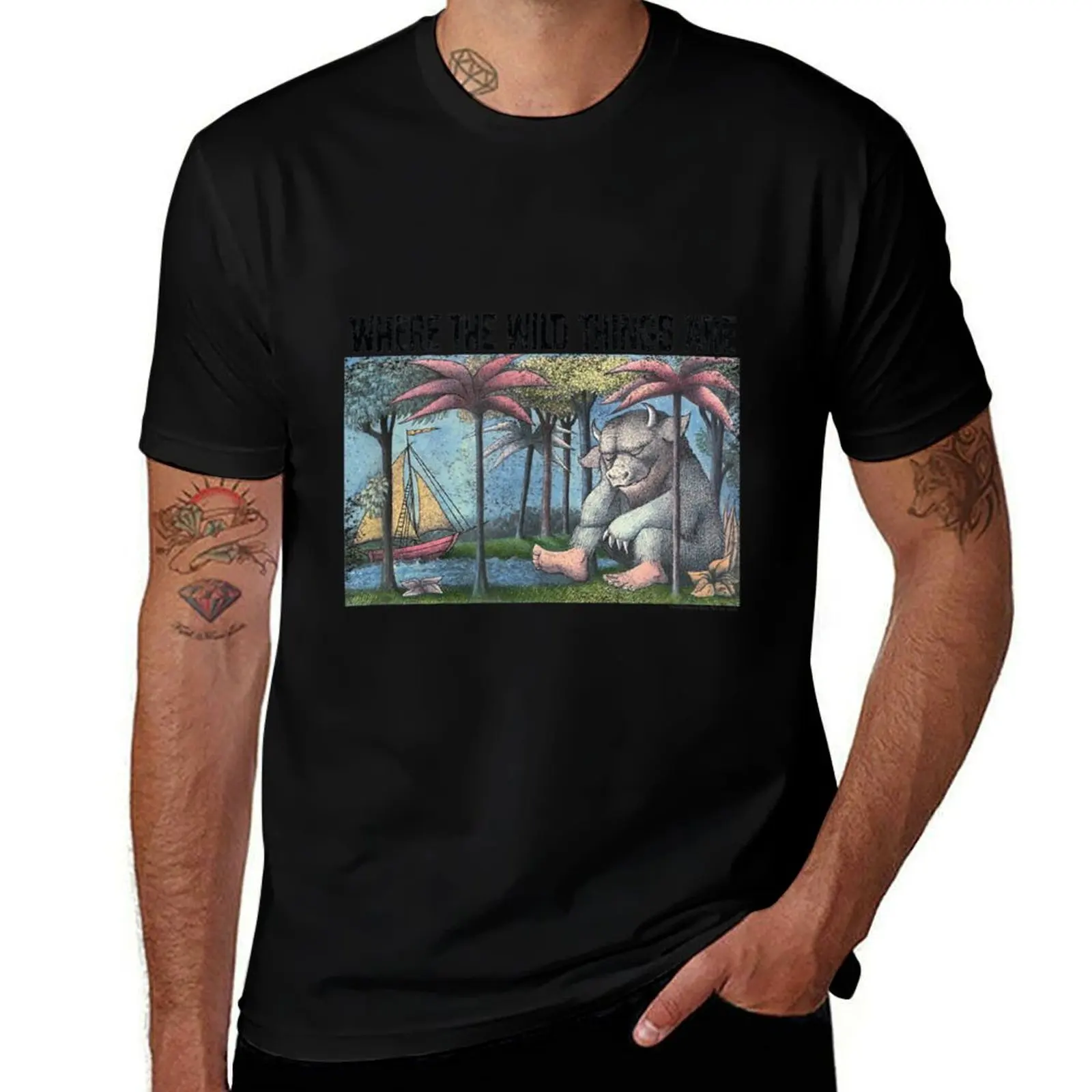 

Where the Wild Things Are Cover Art T-Shirt Stylish Print Short Sleeve Tee