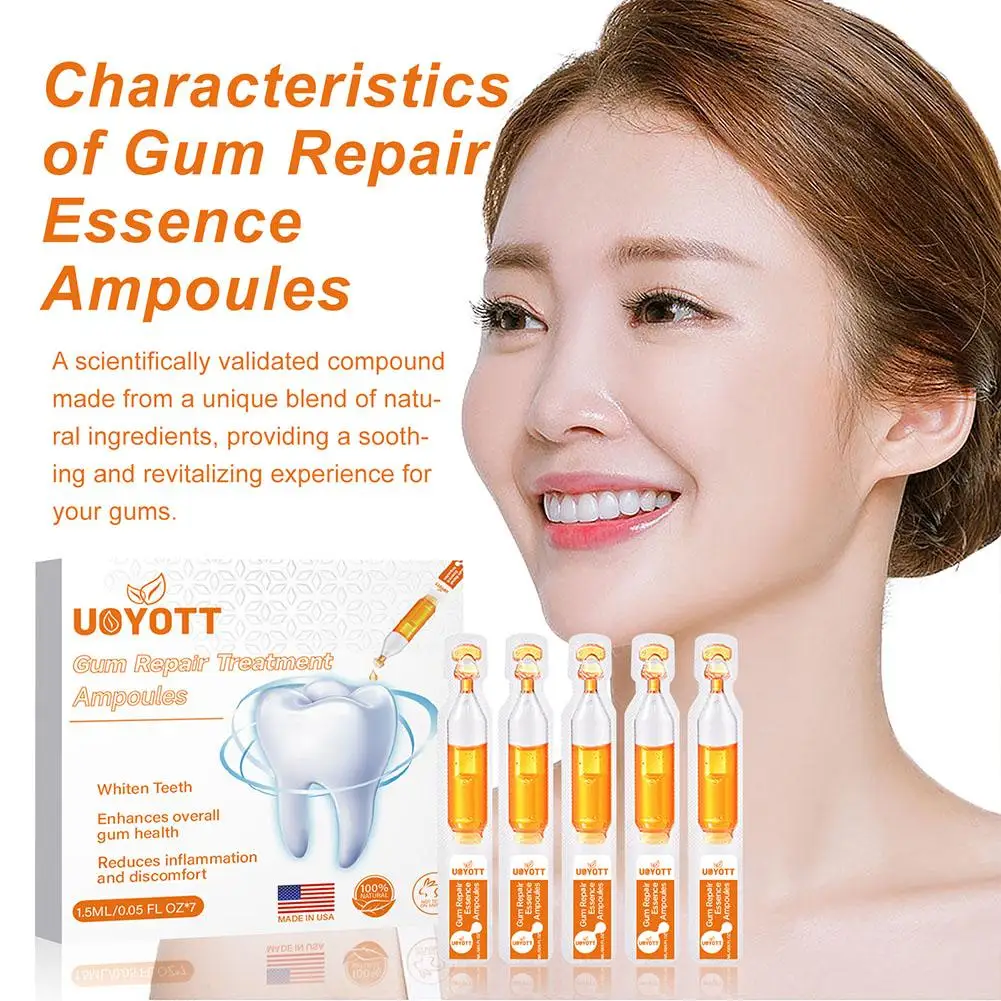 Ampollas para tratamiento de reparación de encías, esencia para el cuidado bucal, limpieza de encías, alivio de la hinchazón líquida, elimina el dolor de muelas, respiración Gingiva, D3e5