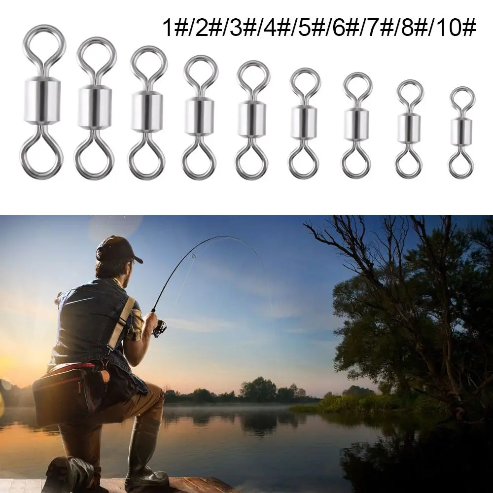 100pcs/lot Fishing Swivels Bearing Connector Solid Rings Rolling Fishing Connector High Strength Fishing Tackle Accessories