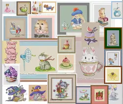 Lovely Rabbit Cross Stitch Kit, Cartoon Girl Design, Snow Cotton, Silk Thread, 14CT Canvas Embroidery, DIY Needlework