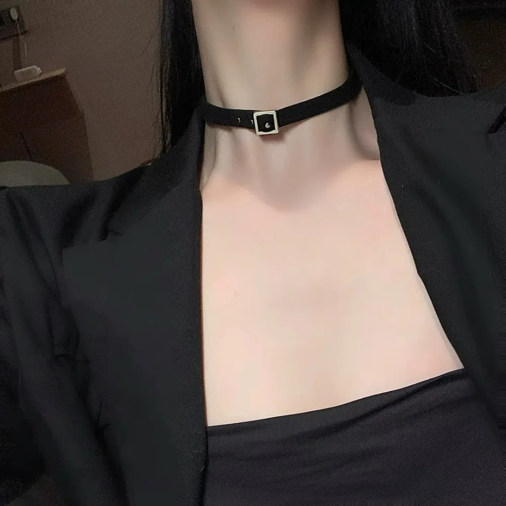 Collares de cuero sintético negro estilo gótico punk 2026, collares de cuello redondo para mujer, joyería para fiestas, regalos para fiestas