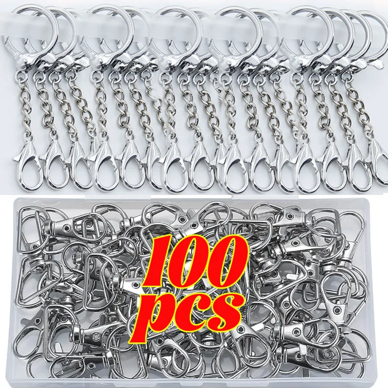 

10/100pcs C Shape Clasps Connector Hook for DIY Jewelry Making Finding Lobster Clasp Key Ring Keychain Key Chains Accessories