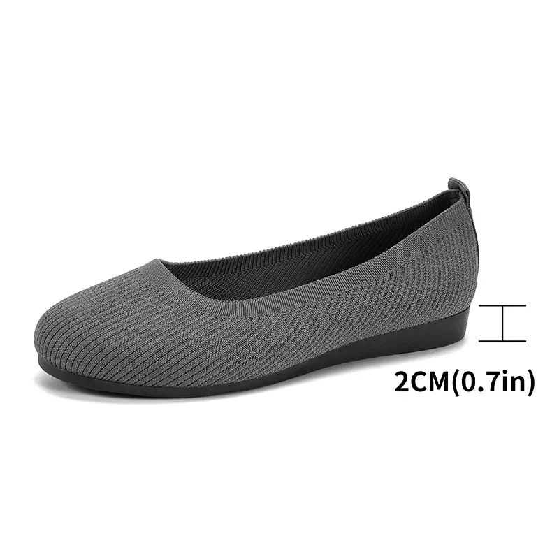 Frühlings-Damenschuhe, neue gestrickte Socken-Sneaker, atmungsaktive Slip-On-Loafer mit runder Zehenpartie, Größe 36-43, leichte Schuhe in Übergröße – Detail 26