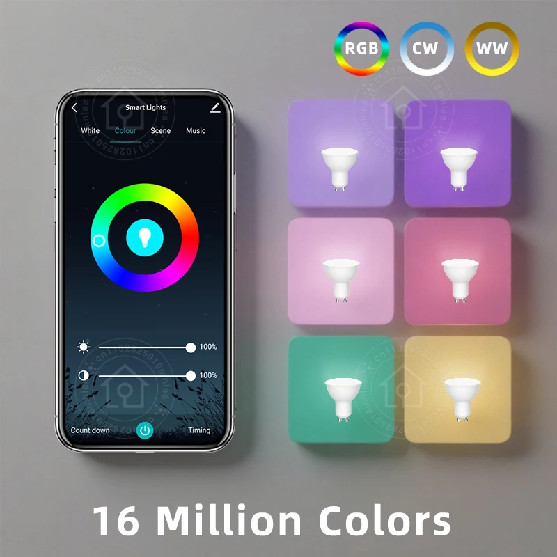 زيجبي GU10 WIFI الذكية LED لمبات RGB C + W الأبيض 5 واط عكس الضوء مصابيح APP التحكم مصابيح كهربائية العمل أليكسا/جوجل مساعد #4