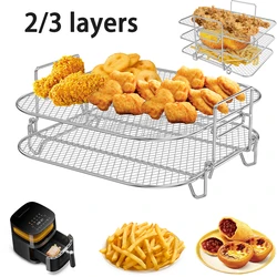 Air Fryer Rack 2/3-layers Stackable Grilling Rack Stainless Steel Gril Rack Oven Steamer Roasting Rack Kitchen Cooking Tools