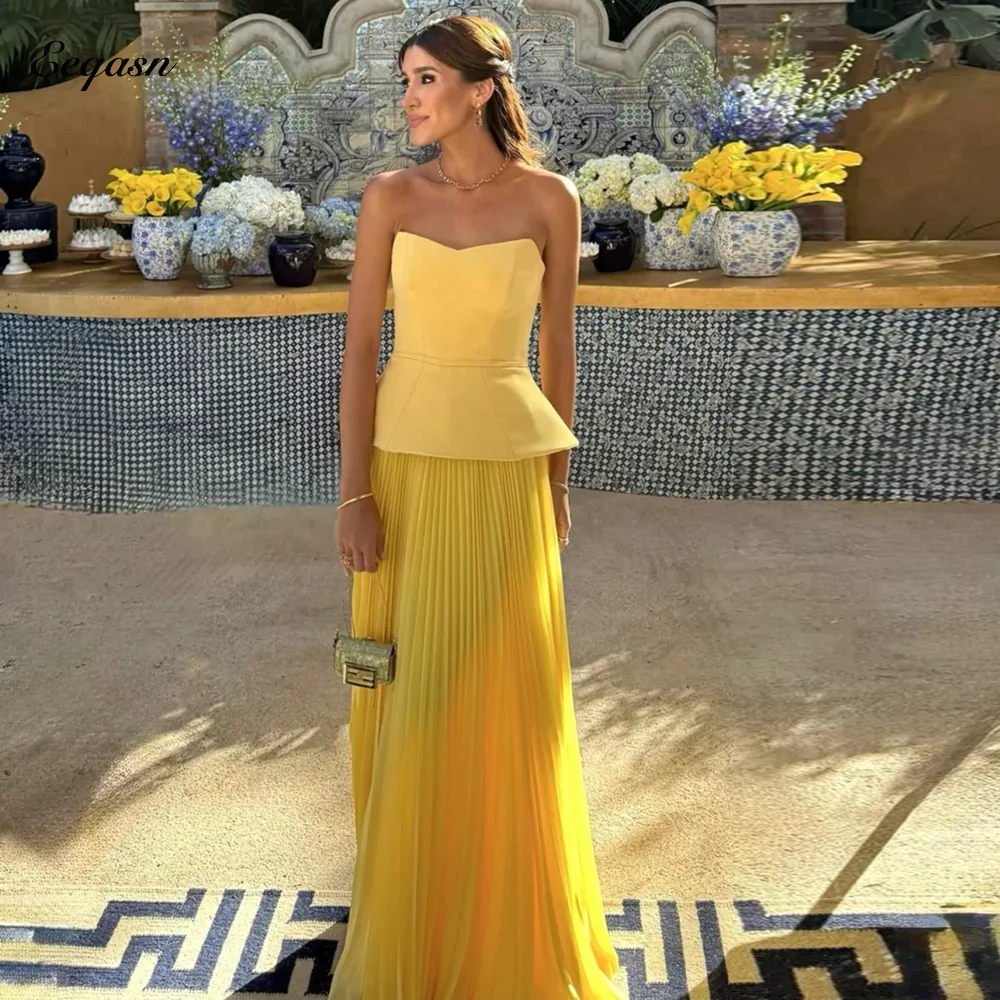 

Yellow Women Evening Dresses Sweetheart Chiffon Mermaid Vestidos De Noche Corset Back Bespoke Occasion Prom Dresses Customized