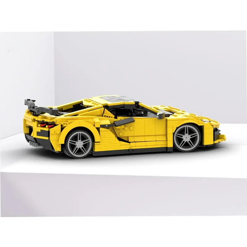 Juego de bloques de construcción modelo coche deportivo Z06 C8, juguete de bloques de construcción de empalme, 1221 piezas, color amarillo, MOC-162190