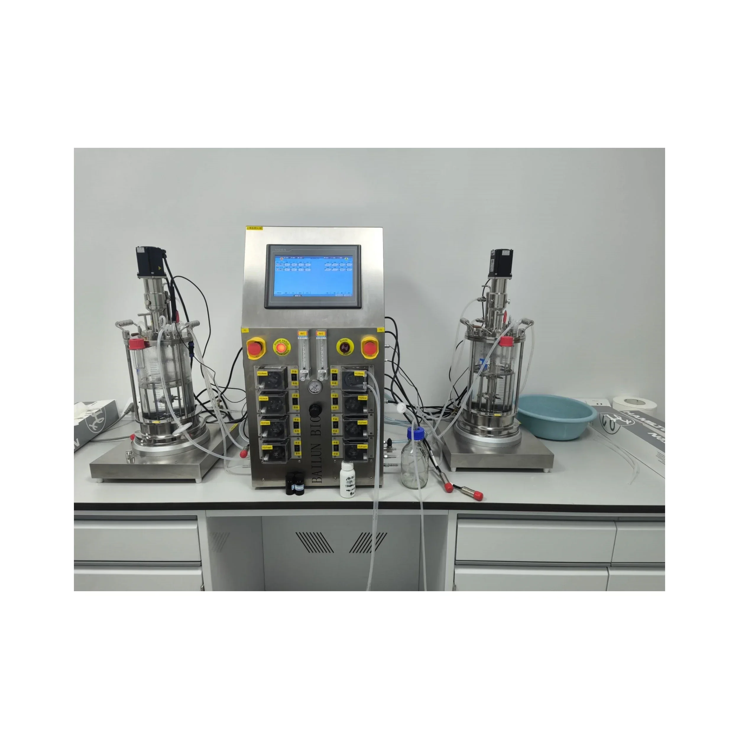 2024 Latest models 10L lab glass bioreactor BLBIO-GJ model  single glass vessel with stainless steel bottom tank