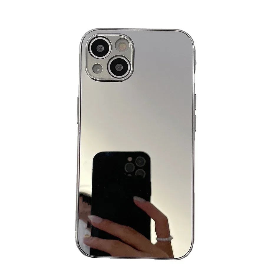 Luxury Glossy Plating Gold Silver Mirror Plain Phone Case for iPhone 16 15 14 13 12 11 Pro Max 15 14 16 Plus Back Cover Coques