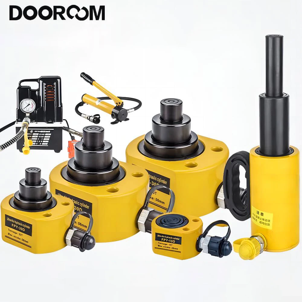 

DOOROOM 10T-50T Hydraulic Ram Jack Multi-Section Stroke 24-65mm Hydraulic Cylinder Ultra-thin Multi-section Lifting Jack