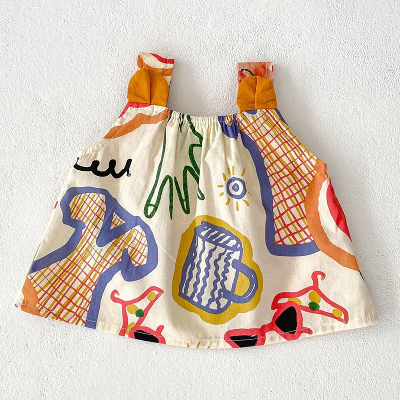 2025 New Summer 0-3Yrs Infant Baby Girls Clothing Set Sleeveless Cotton Printed Vest+Shorts Newborn Baby Girls Clothing Set