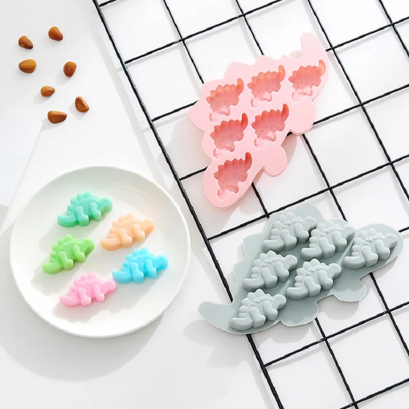 6 Cavity 3D Dinosaur Silicone Fondant Chocolate Candy Mould Biscuit Cake Candle Soap Craft Baking Mold Decor Pastry DIY Tools