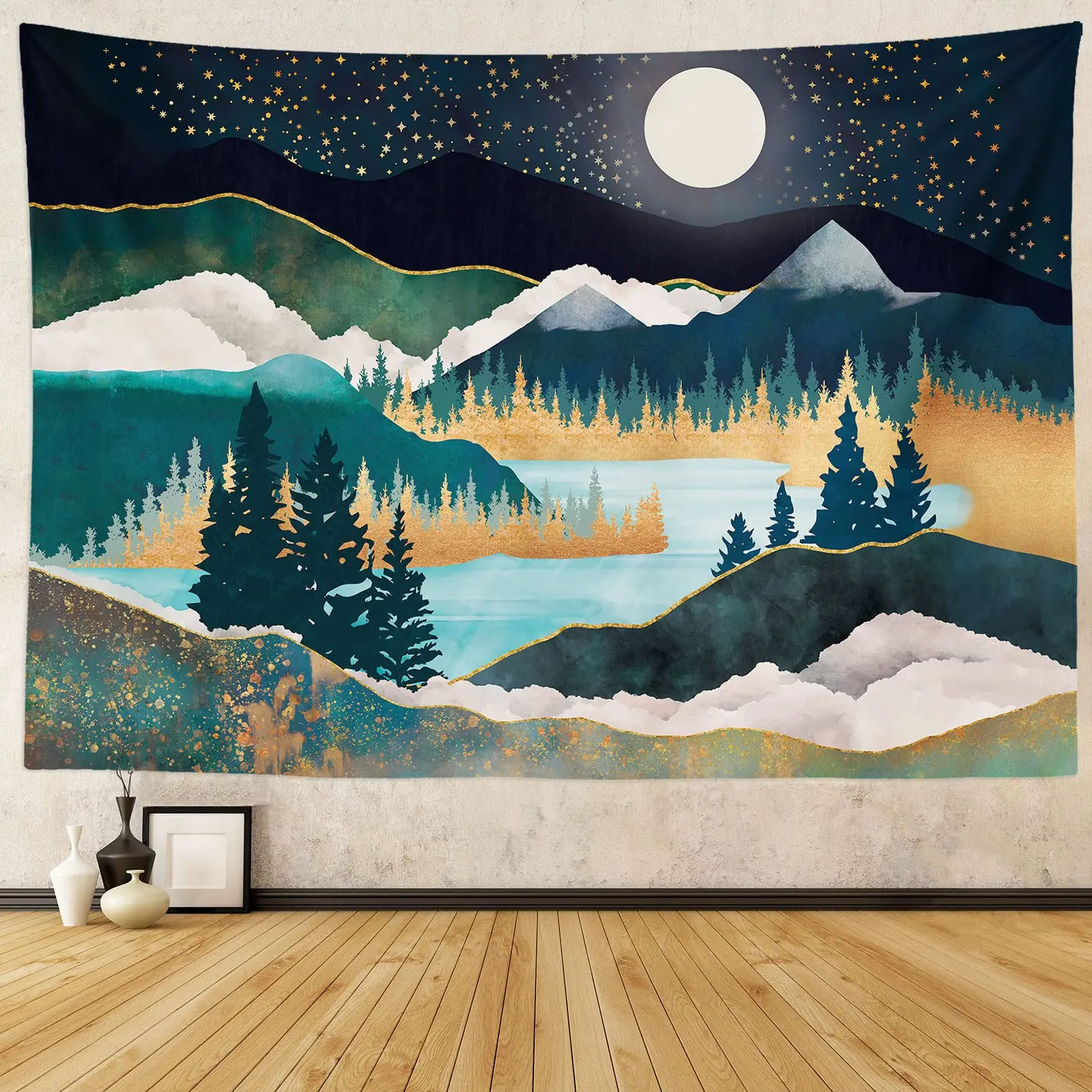 Mountain Tapestry Wall Hanging Forest Tree Art Tapestry Sunset Tapestry Nature Landscape Home Decor for Bedroom Living Room Dorm