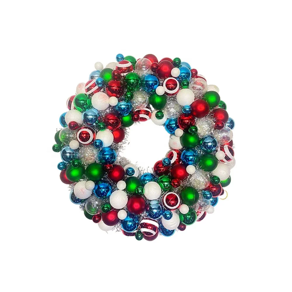 

wholesale Christmas Ball Corolla wreath Red White Mixed Ball Corolla Christmas Ball Color Mixed Corolla Decoration for stairs