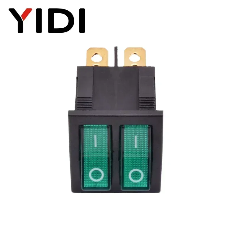 مفتاح هزاز بلاستيكي بضوء مضيء ، زر ضغط مزدوج ، أحمر وأخضر ، طاقة داخل وخارج القارب ، 6 مسامير ، KCD6 ، 12 فولت ، 16A ، 1 #3
