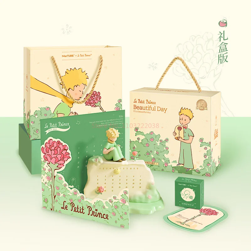 2025 Martube Little Prince Rose Perpetual Calendar Desk Ornament Creativity Figure Boyfriend Girlfriend Bestie Birthday Gift