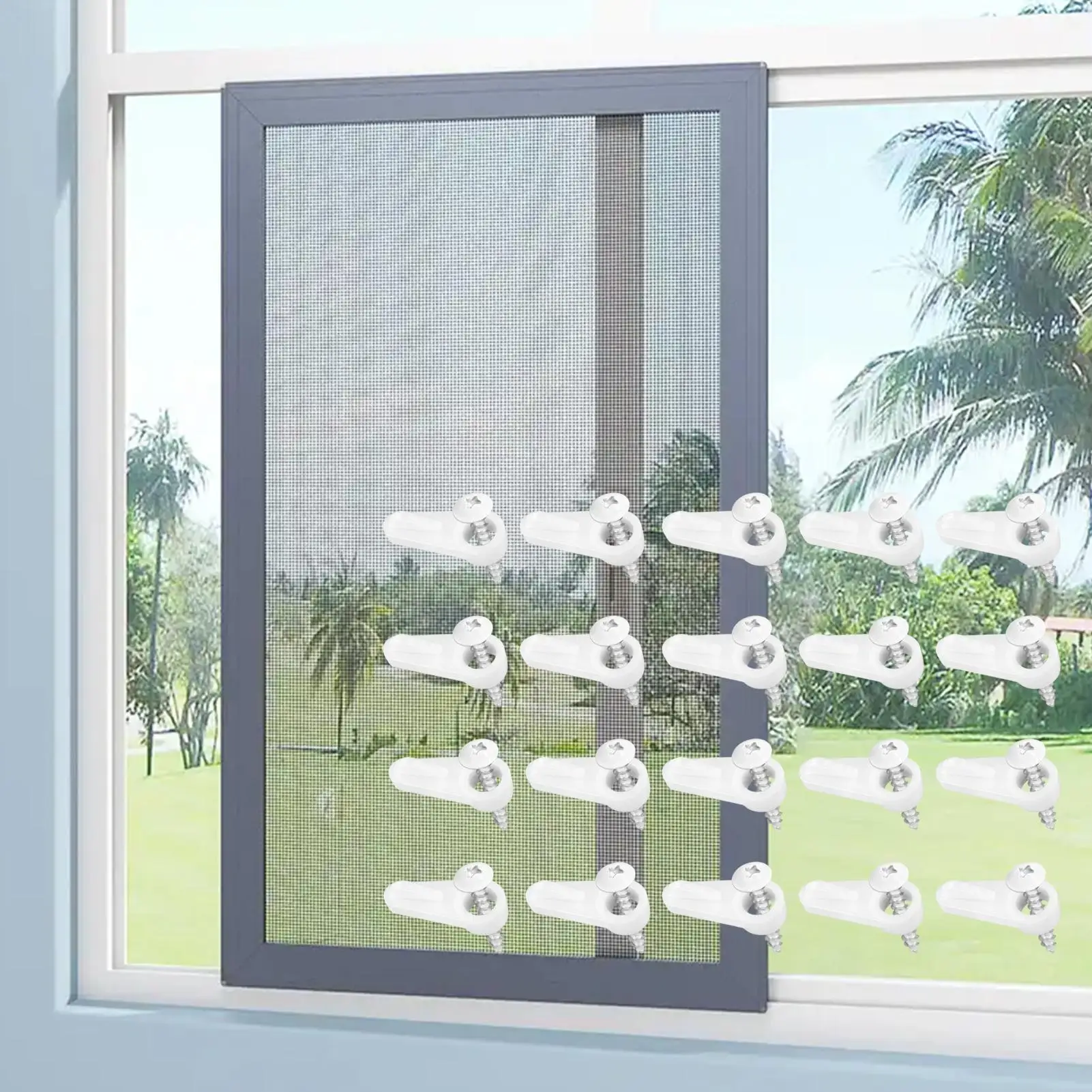 Window Screen Holder Clips 20-Pieces Screen Fastener Hardware with Screws Storm Window Retainer Clips for Home Farmhouse
