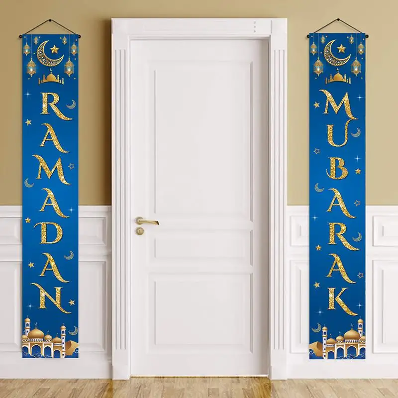 Bannière de porte extérieure Eid Couplet, lune et étoile, ornements de fête de vacances, affiches de confrontation, accessoire de décoration intérieure, porche, Eid Mubarak