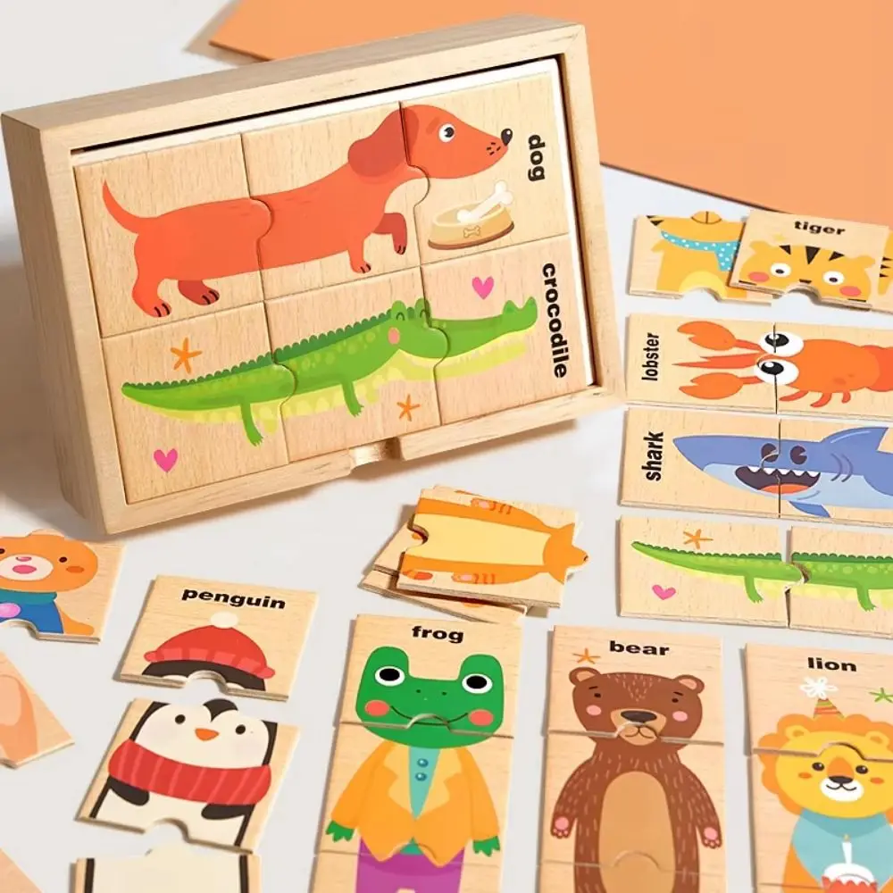 

Wooden Material Kids Wooden Puzzle Cartoon Design Educational Function Animals Puzzle Game Tangram Shape Jigsaw Type