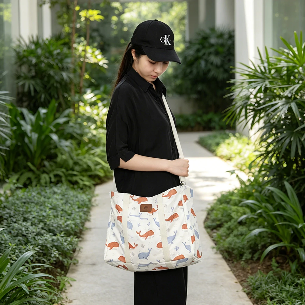 Baby Diaper Bag Foldable Portable Tote Bag Convert To Nappy Changing Mat Included 2Pcs Removable Diaper Mats 1Pc Shoulder Belt
