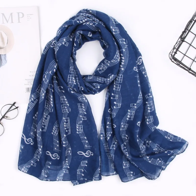 Stampa elegante donna nota musicale Scarve Chiffon parigi asciugamani in filato autunno caldo morbido lungo collo in Voile grande scialli avvolgenti stola