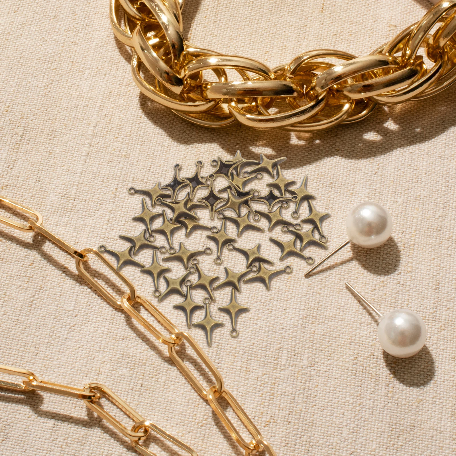 

100Pcs Star Pendant Charms Hollow Alloy Beads for DIY Earrings Bracelets Necklace Jewelry Making Craft Supplies Lightweight