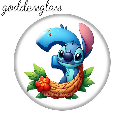 ديزني غرزة الزهور يترك 0-9 أرقام الكرتون لطيف 12 مللي متر/18 مللي متر صورة مستديرة الزجاج كابوشون ظهر مسطح صنع العثور على المفاتيح