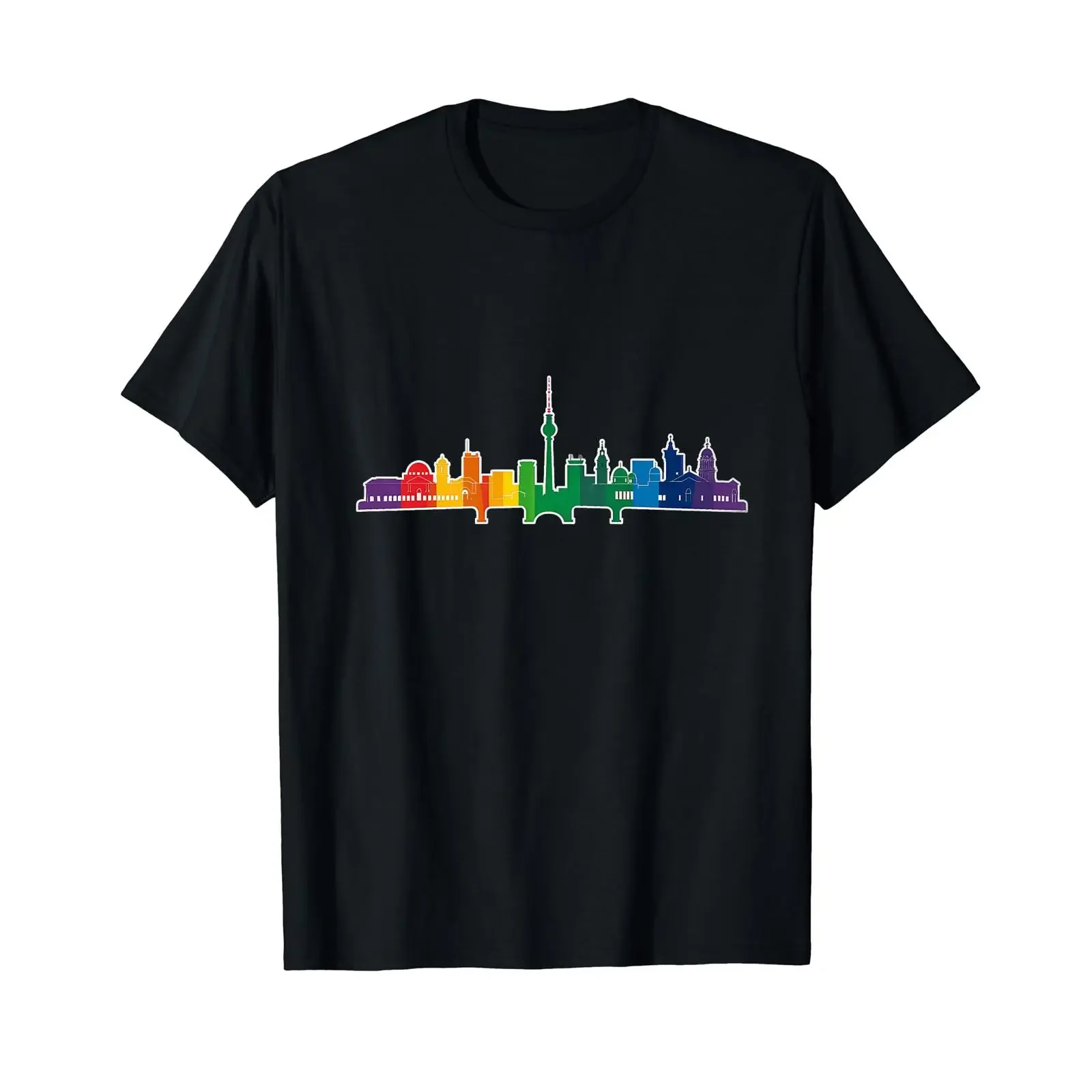 Rainbow Flag Berlin Love Human Rights CSD Parade LGBTQIA T Shirt black vintage Washed Stylish homme Soft fashion Stretched