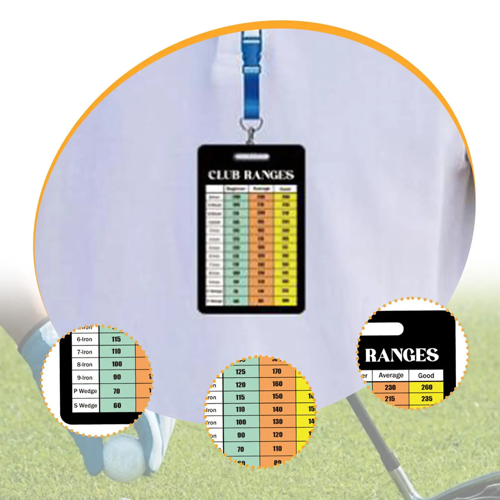 

Golf Kit Range Chart Handy Cheat Sheet Golf Score Card Paper Yardage Book for Golf Club Bags