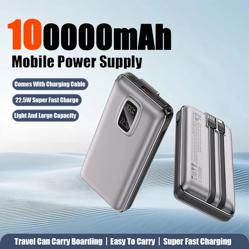 

100000mAh Large Capacity Portable Power Bank Supports 22.5W Fast Charging Dual USB Fast Output Suitable For IPhone Huawei Samsun