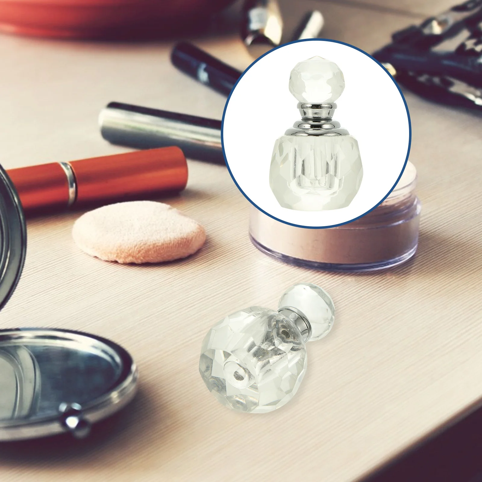 Gefacetteerde kristalheldere glazen parfumfles Vintage hervulbare transparante parfumopslagcontainer Lekvrije glazen fles