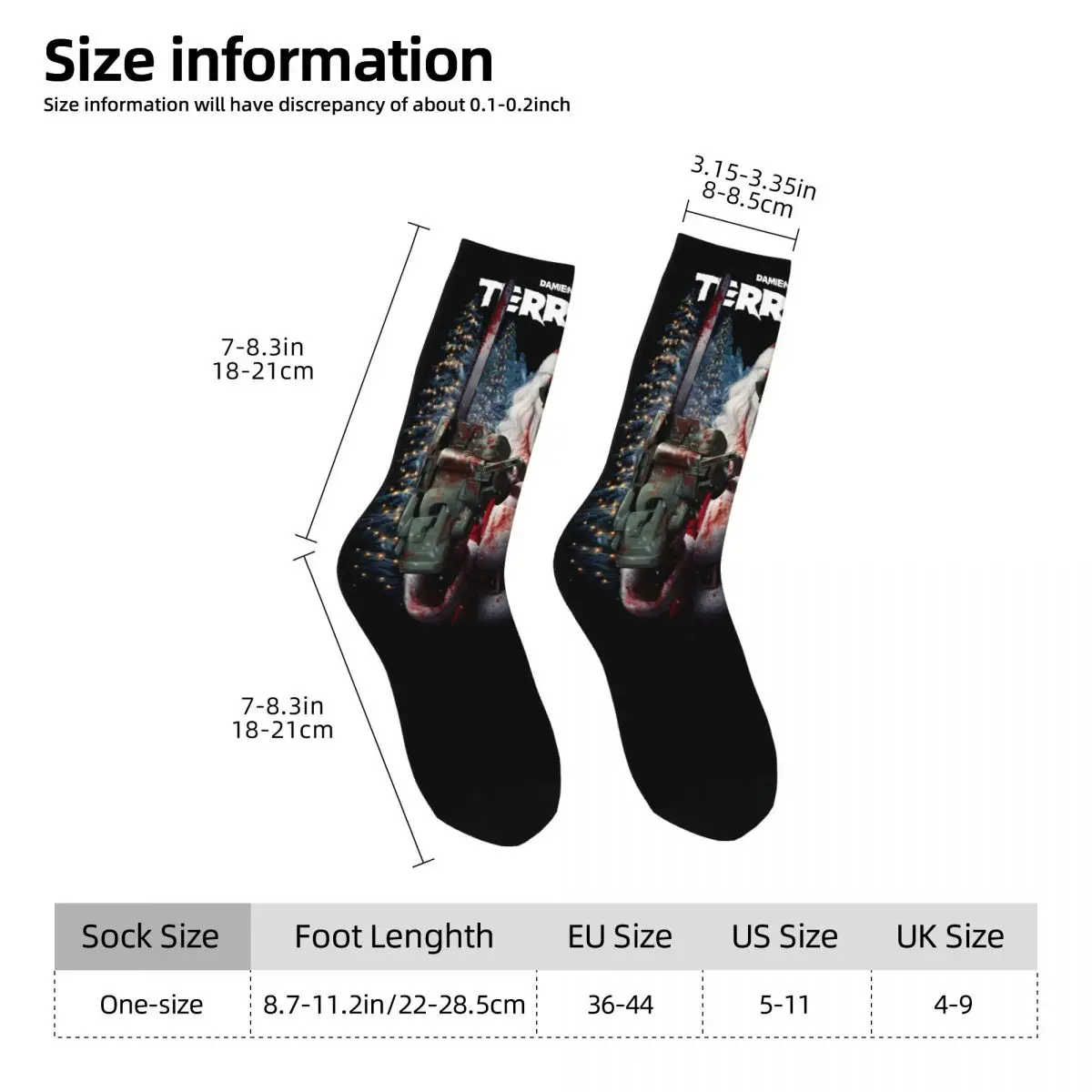 Terrifier-Chaussettes décontractées personnalisées pour couple, bas coordonnants, sports de plein air, doux, respirant, hiver, 3