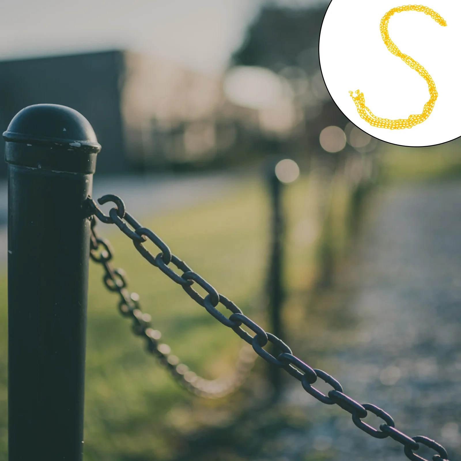 Plastic Safety Chain 10m Caution Security Road Barrier Durable Lightweight All-Weather Crowd Control Yellow High Visibility