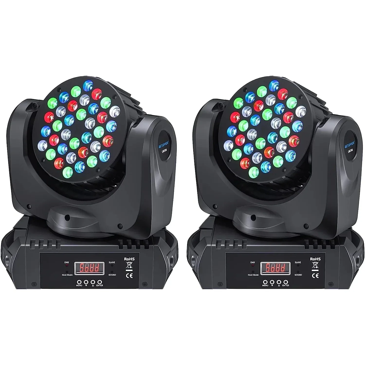 

Big Dipper 36x3W RGBW Moving Head Lights with DMX&Master-slave Stage Beams Lights for Bars Disco Hall Musical Groups LM108 2pcs