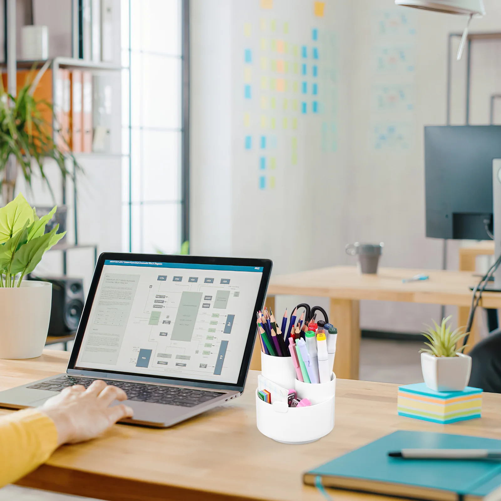 Desktop Organizer 360 Degree Rotating Holder PP Material Wide Compartment Pen Pencil Storage for Workspace Classroom Teacher