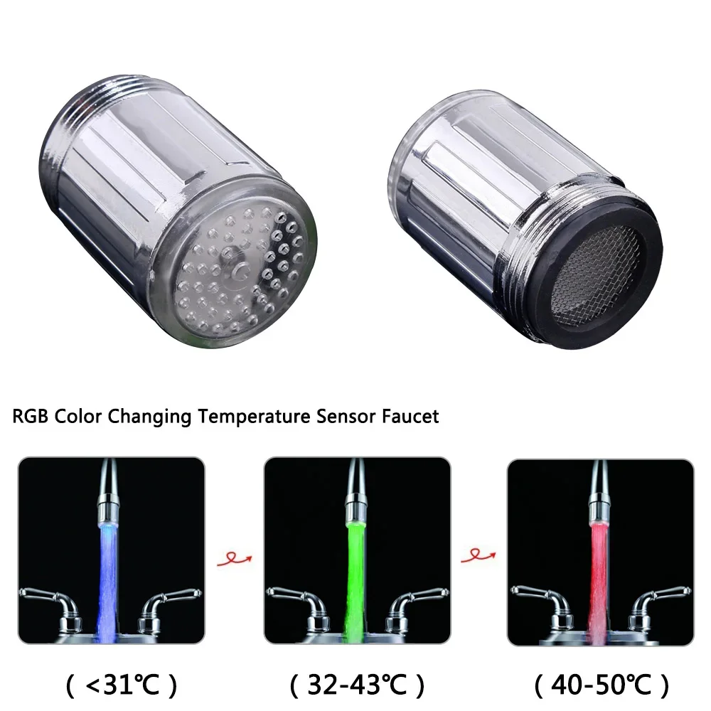 1 sztuk lampa LED wody kran bateria prysznicowa umywalka dysza wodna łazienka kuchnia podgrzewacz krany termostat niebieski kran z kranu